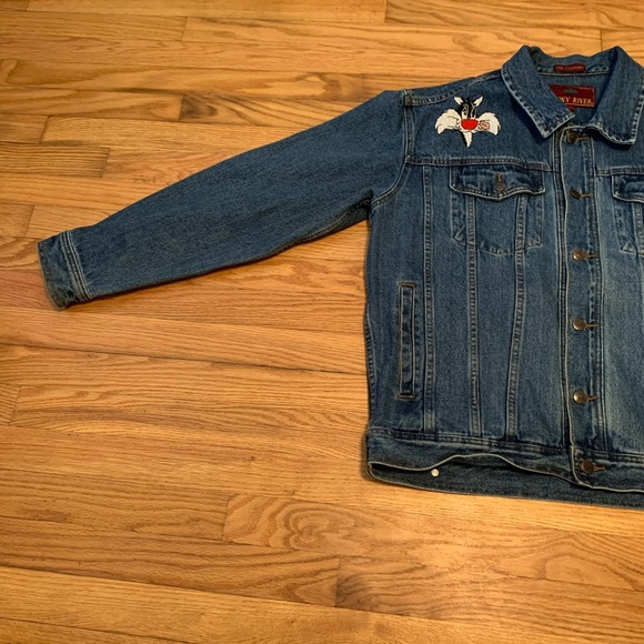 VTG Tweety Bird Sylvester Chipmunk Denim Jacket - Picture 2 of 7